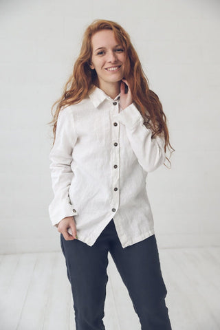READY TO SHIP Classic Linen Button Down Shirt Dark Forest / XS Old Linen Mill