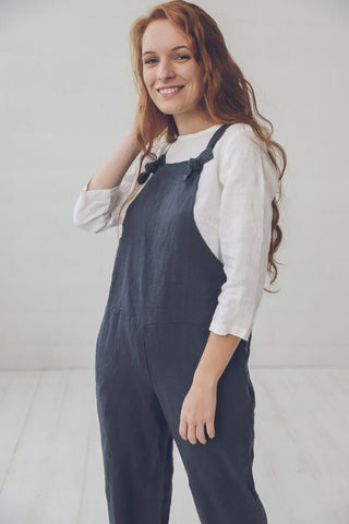 READY TO SHIP Classic Linen Top 3/4 Sleeves Blouse White / XS Old Linen Mill