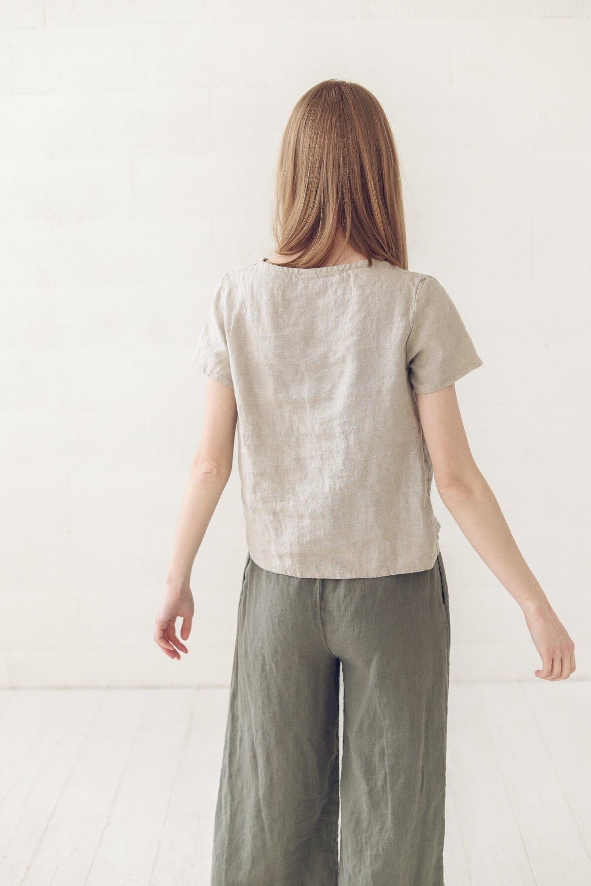 READY TO SHIP Classic Linen Top Minimalist Blouse Old Linen Mill