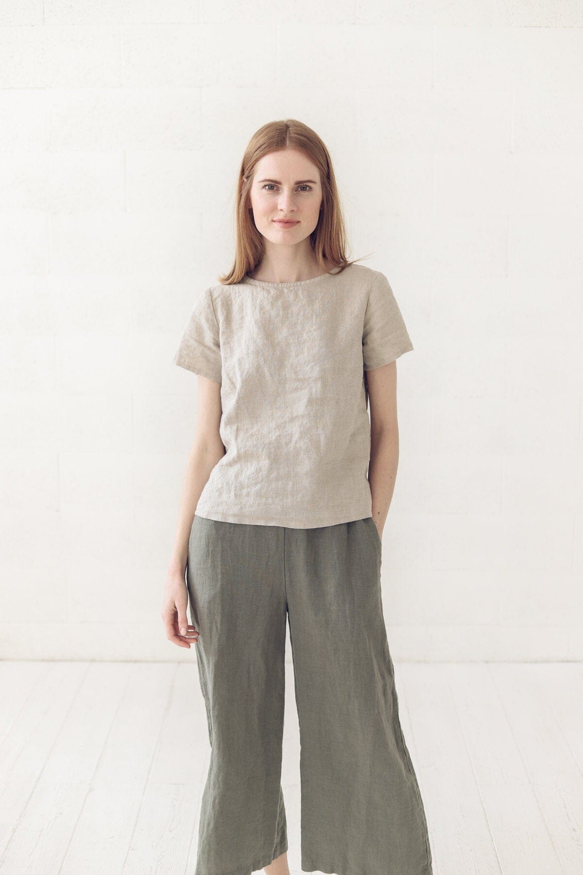 READY TO SHIP Classic Linen Top Minimalist Blouse Old Linen Mill