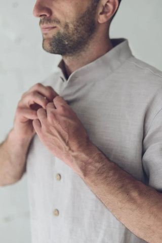 READY TO SHIP Classic Long Sleeves Oxford Linen Men's Shirt Old Linen Mill
