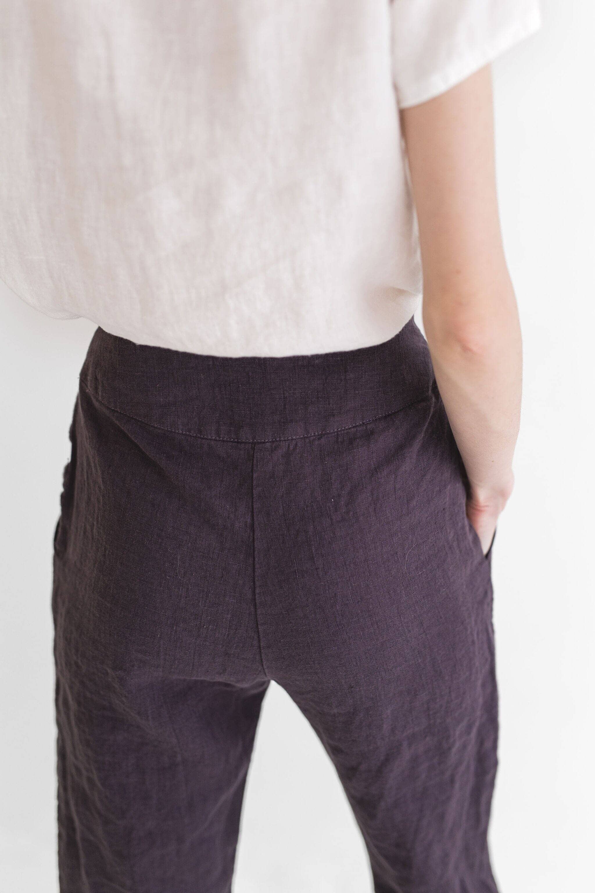 READY TO SHIP Classic Slim Mid Waist Linen Pants Ocean Blue / S/M Old Linen Mill