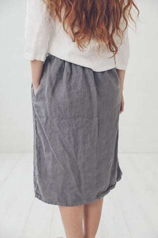 READY TO SHIP High Waist Linen Skirt Old Linen Mill