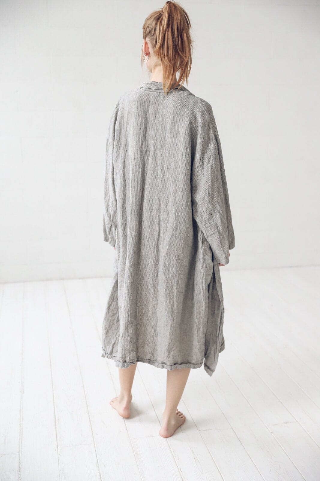 READY TO SHIP Linen Bathrobe, Long Linen Nightgown, Handmade Dressing Gown Old Linen Mill 