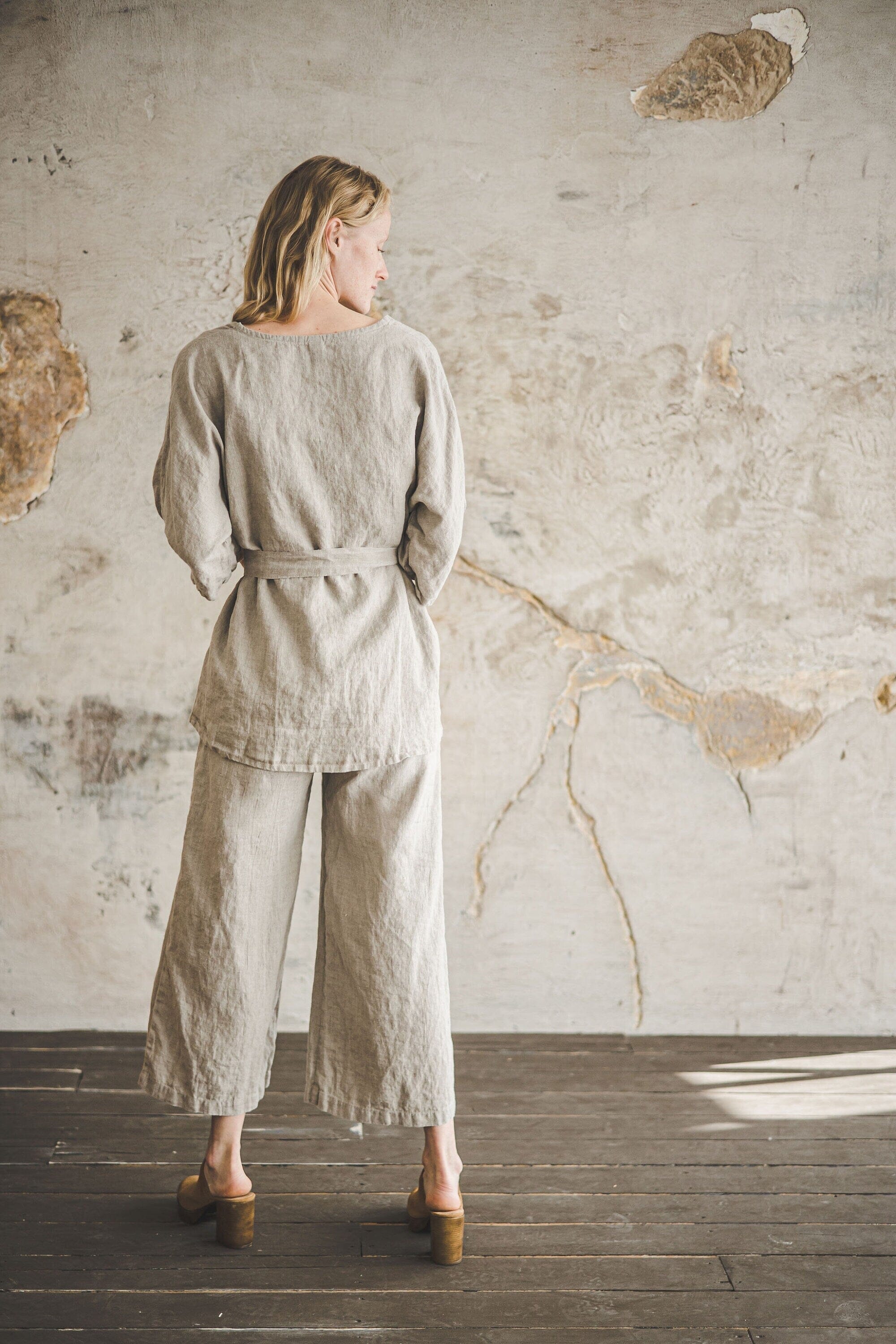 READY TO SHIP Linen Cardigan Jacket with Kimono Sleeves Old Linen Mill