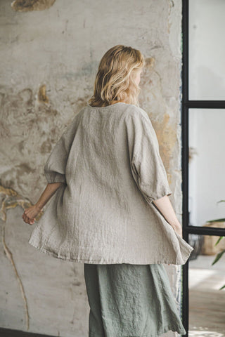 READY TO SHIP Linen Cardigan Jacket with Kimono Sleeves Old Linen Mill