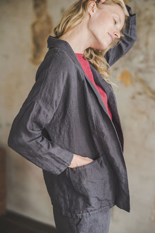 READY TO SHIP Linen Minimal Cardigan Old Linen Mill