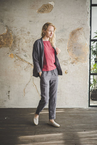 READY TO SHIP Linen Minimal Cardigan Old Linen Mill