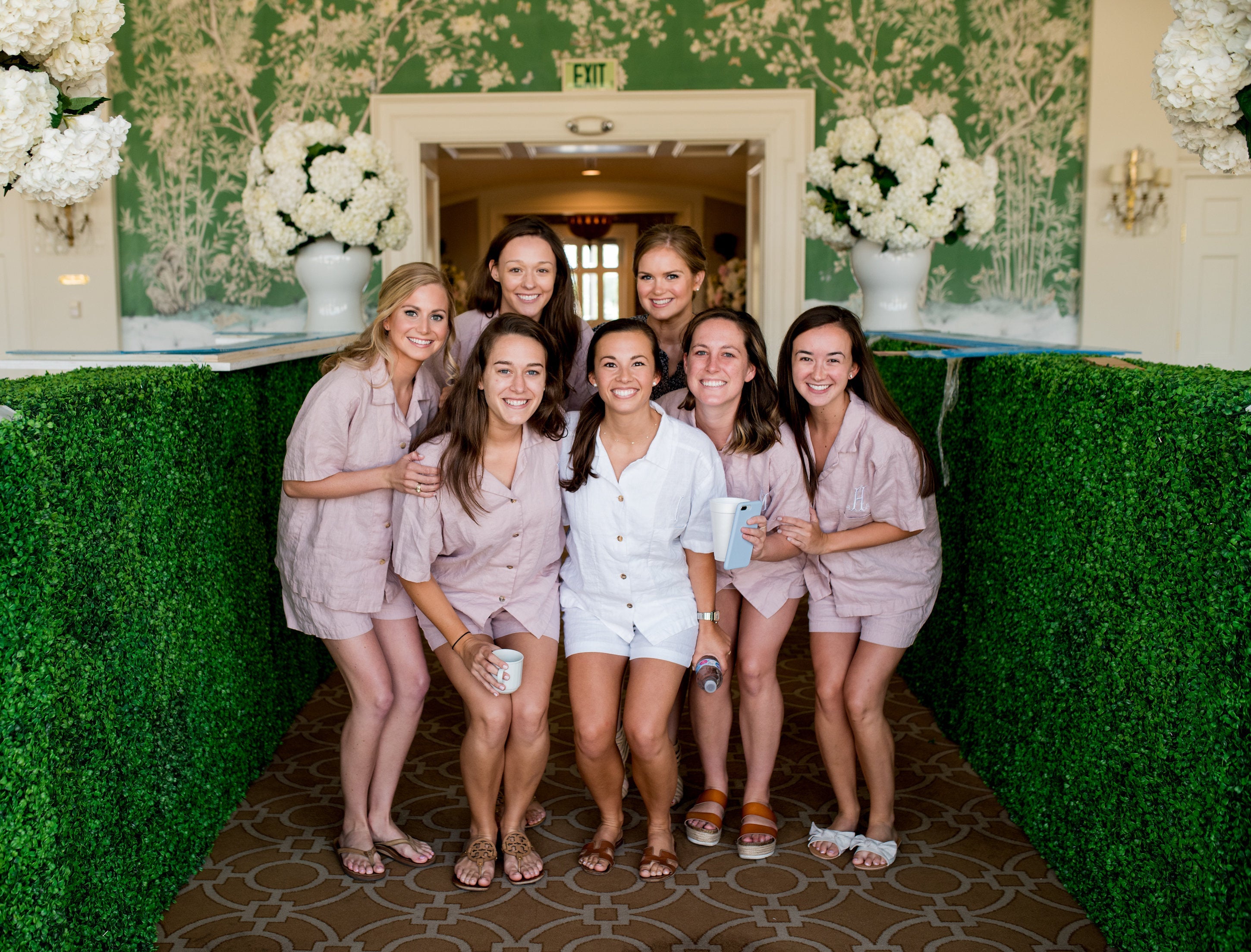 READY TO SHIP Linen Pajama Set with Shorts 062CUSTOM Mellow Rose and White / XS/S Old Linen Mill