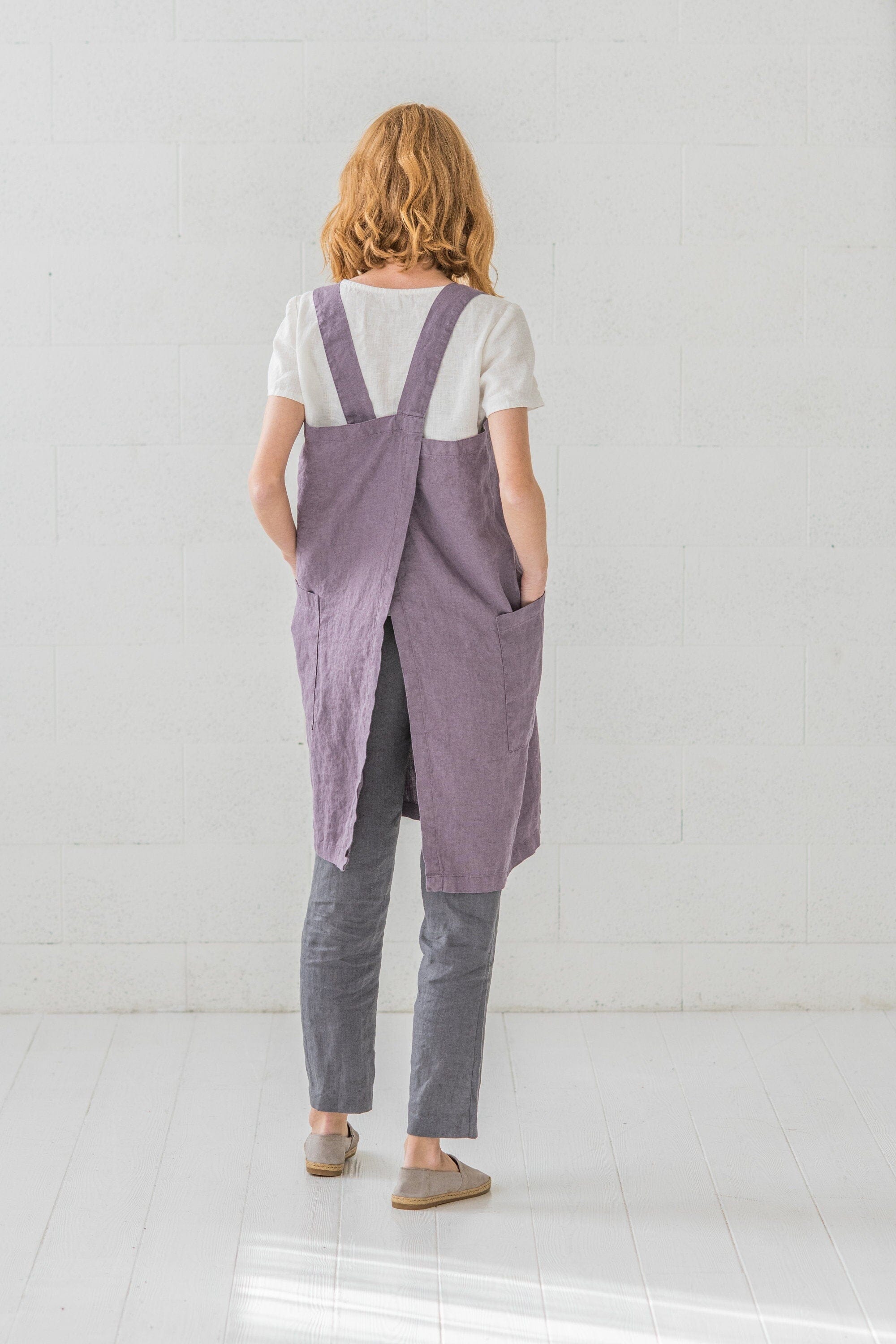 READY TO SHIP Linen Pinafore Apron Dress Old Linen Mill