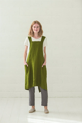 READY TO SHIP Linen Pinafore Apron Dress Old Linen Mill
