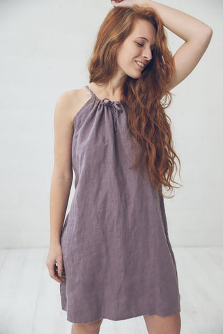 READY TO SHIP Linen Summer Slip Dress Living Coral / XS/S Old Linen Mill
