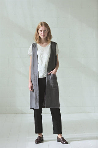 READY TO SHIP Linen Vest for Women Ocean Blue / XL/XXL Old Linen Mill