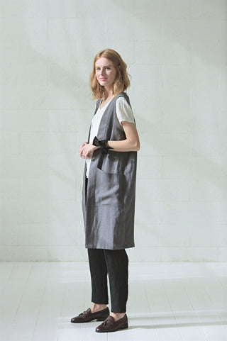 READY TO SHIP Linen Vest for Women Ocean Blue / XL/XXL Old Linen Mill