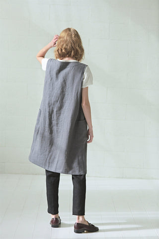 READY TO SHIP Linen Vest for Women Ocean Blue / XL/XXL Old Linen Mill