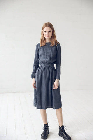 READY TO SHIP Long Sleeves Soft Linen Dress D13-1 Old Linen Mill