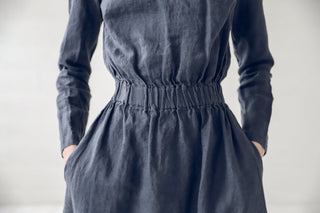 READY TO SHIP Long Sleeves Soft Linen Dress D13-1 Old Linen Mill