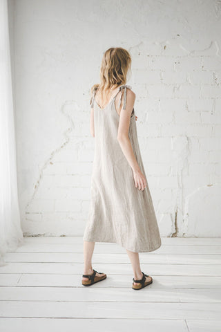 READY TO SHIP Long Slim Linen Dress Ice Blue / XS/S Old Linen Mill