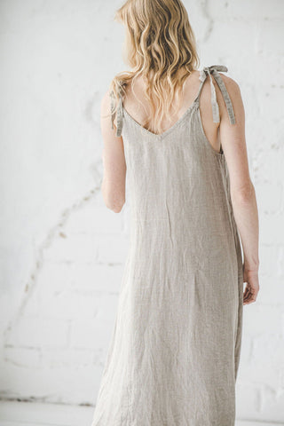 READY TO SHIP Long Slim Linen Dress Ice Blue / XS/S Old Linen Mill