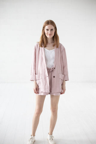 READY TO SHIP Loose Casual Linen Jacket for Women Old Linen Mill