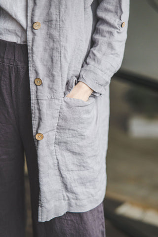 READY TO SHIP Loose Linen Jacket with Pockets C18 Old Linen Mill