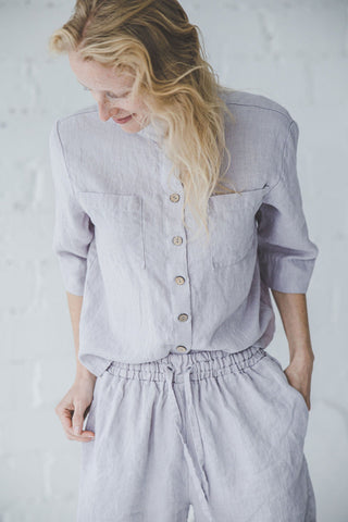 READY TO SHIP Loose Linen Shirt White / M/L Old Linen Mill