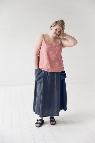 READY TO SHIP Maxi Linen Skirt with Pockets Old Linen Mill 