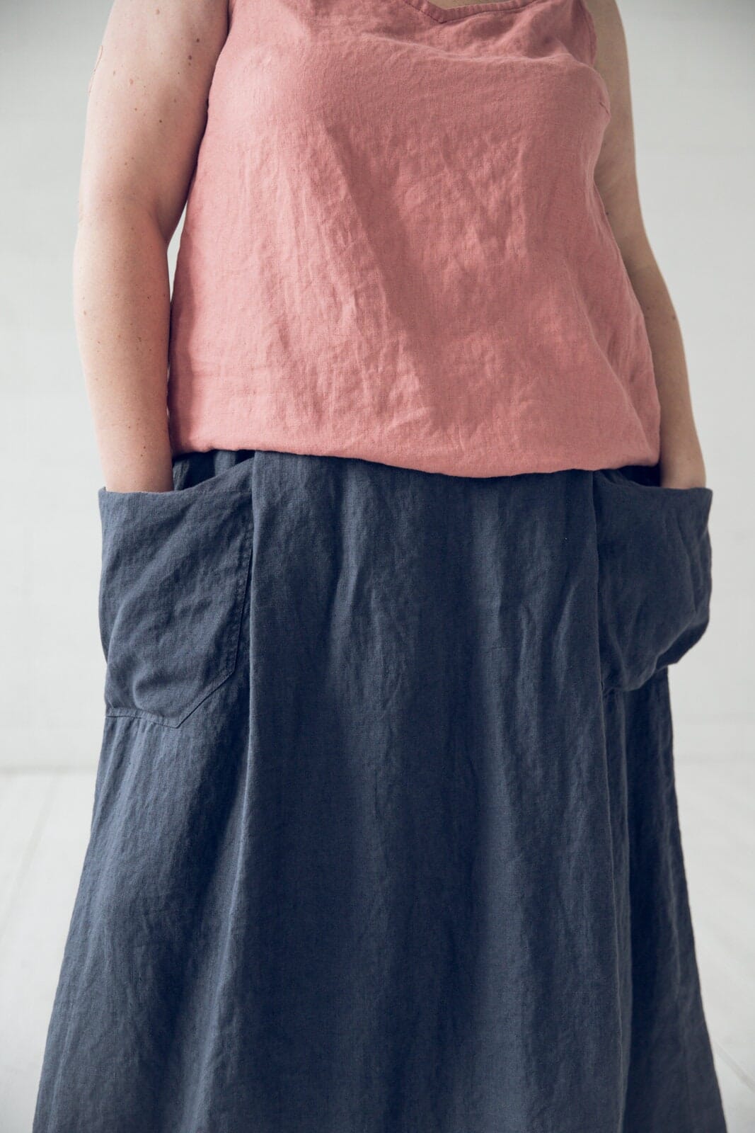 READY TO SHIP Maxi Linen Skirt with Pockets Old Linen Mill 