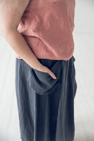 READY TO SHIP Maxi Linen Skirt with Pockets Old Linen Mill 