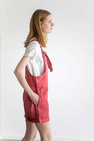 READY TO SHIP Midi Linen Summer Jumpsuit Black / XL/XXL Old Linen Mill