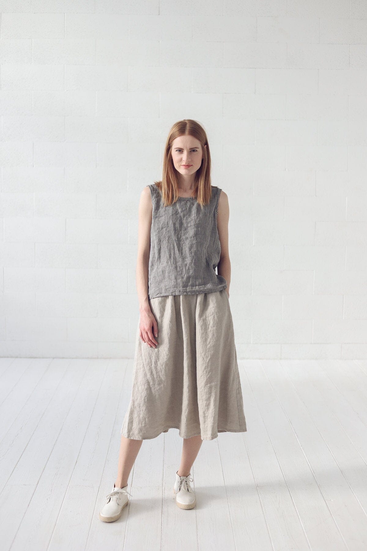 READY TO SHIP Natural Linen Sleeveless Blouse White / XS/S Old Linen Mill