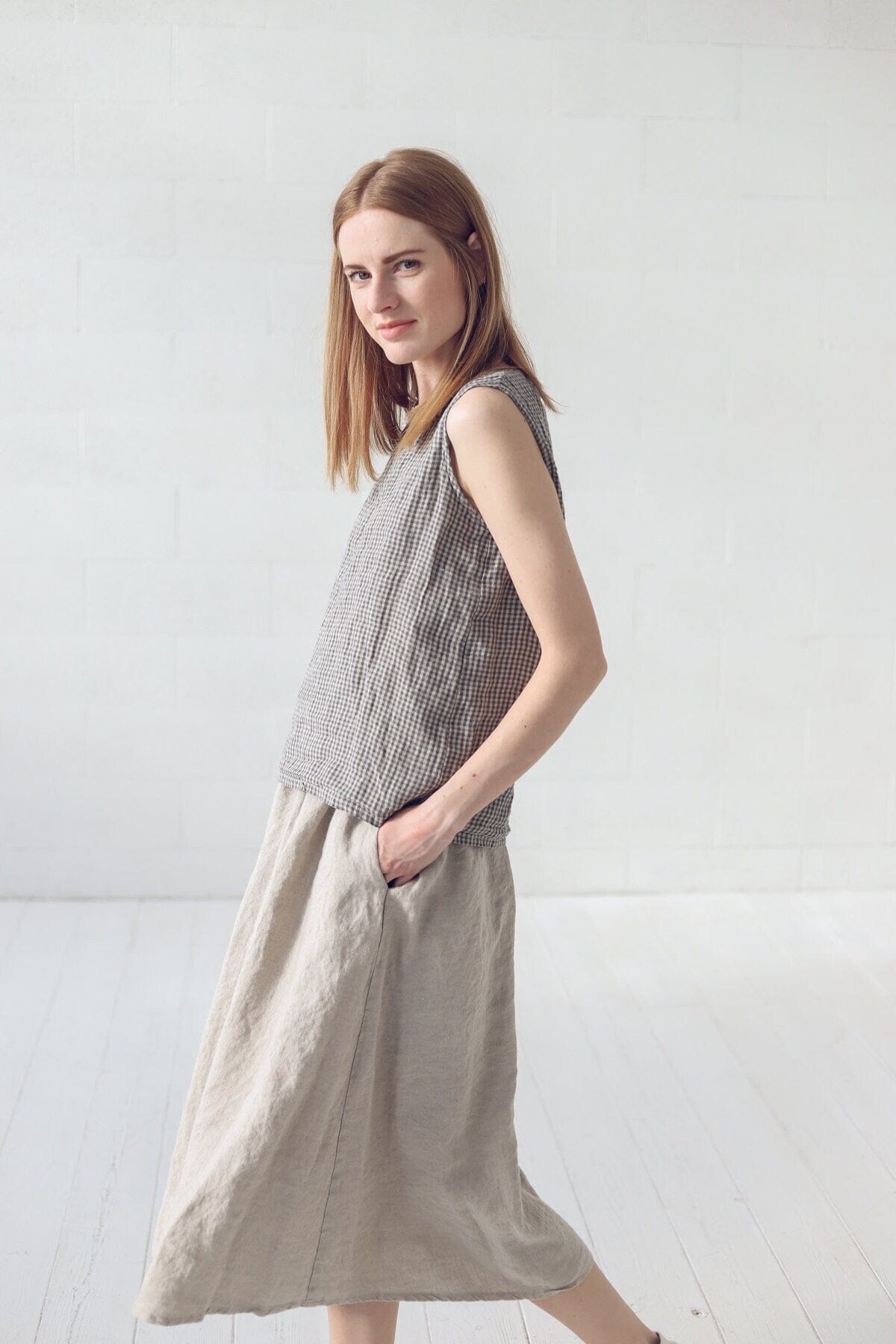 READY TO SHIP Natural Linen Sleeveless Blouse White / XS/S Old Linen Mill