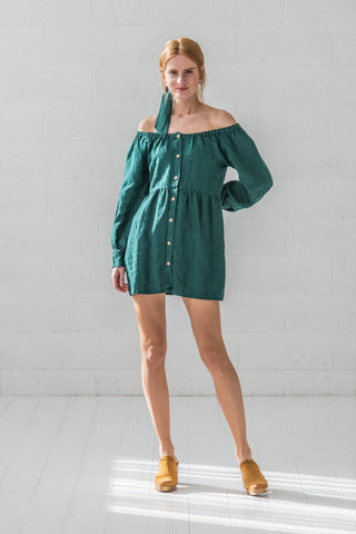 READY TO SHIP Short Linen Dress for Women Old Linen Mill