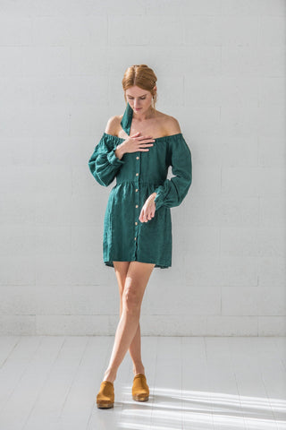 READY TO SHIP Short Linen Dress for Women Old Linen Mill