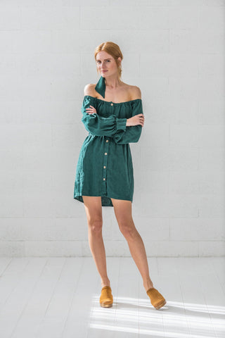 READY TO SHIP Short Linen Dress for Women Old Linen Mill