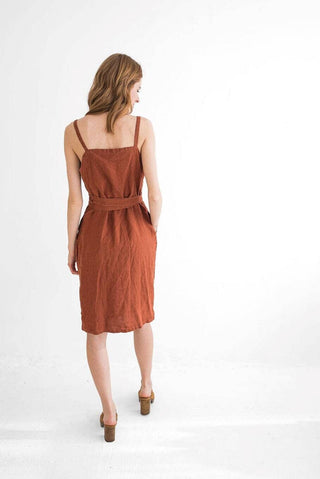READY TO SHIP Sleeveless Wrap Linen Summer Dress Solid Grey / XL Old Linen Mill
