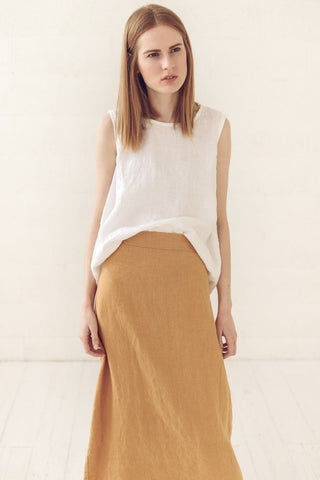 READY TO SHIP Soft High-Waisted Linen Skirt Old Linen Mill
