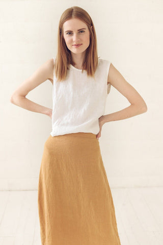 READY TO SHIP Soft High-Waisted Linen Skirt Old Linen Mill