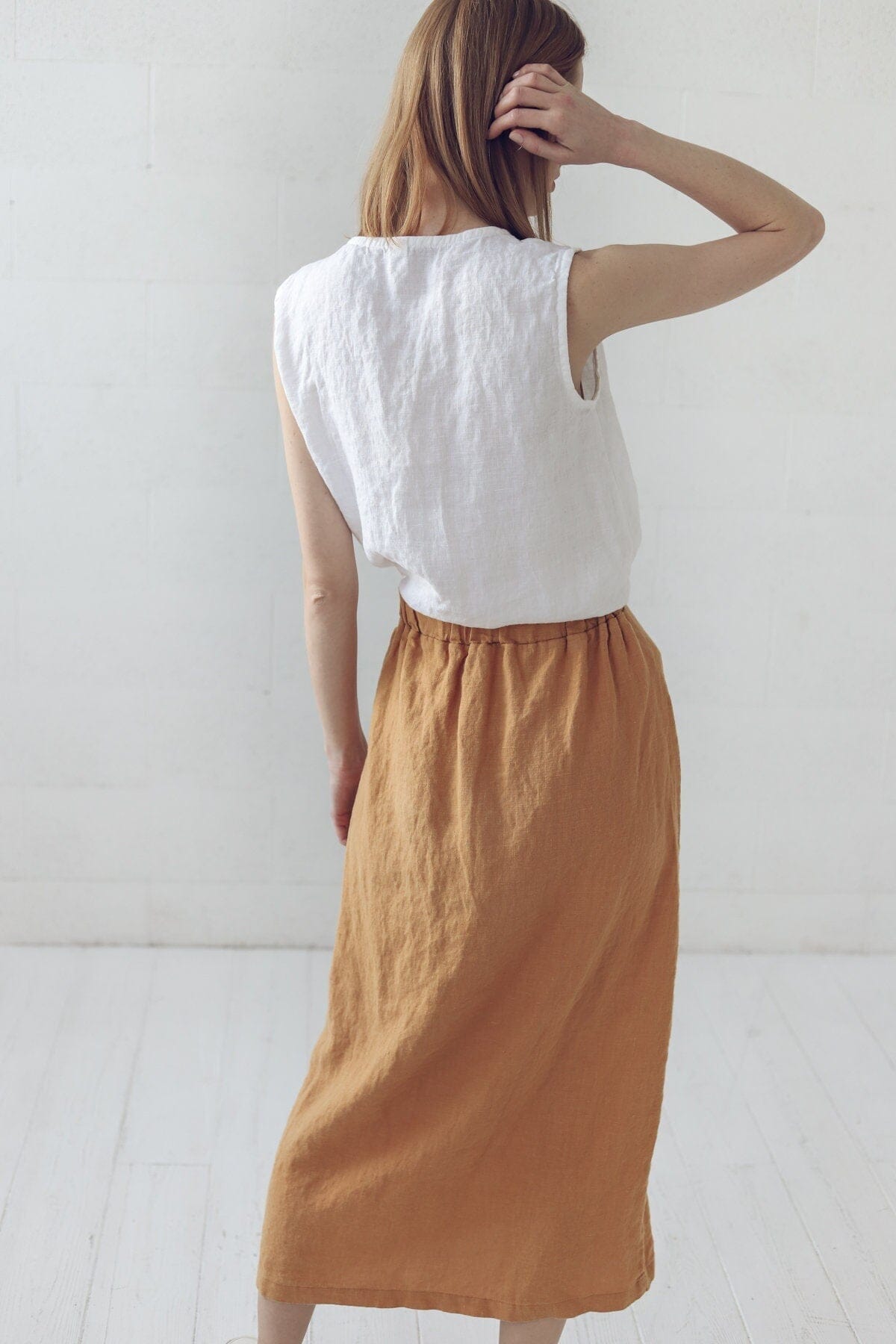 READY TO SHIP Soft High-Waisted Linen Skirt Old Linen Mill