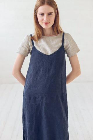 READY TO SHIP Soft Washed Midi Linen Dress Old Linen Mill