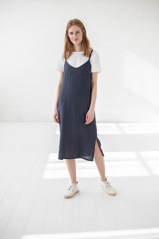 READY TO SHIP Soft Washed Midi Linen Dress Old Linen Mill