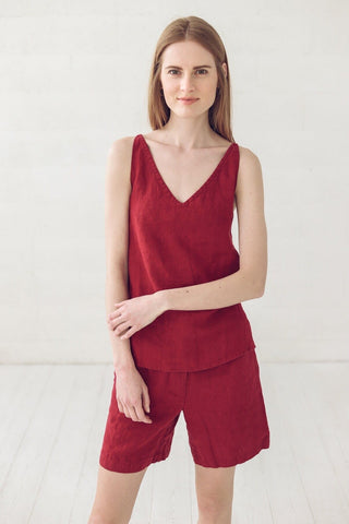 READY TO SHIP Stylish Summer Cross Back Linen Top Old Linen Mill
