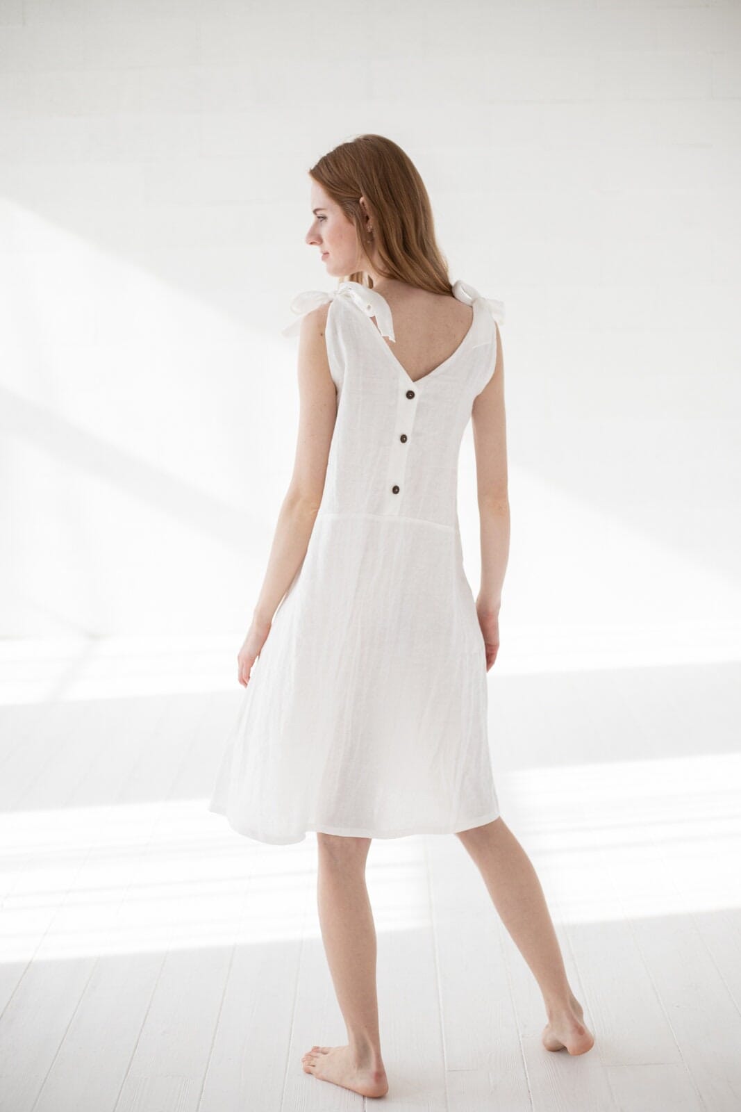 READY TO SHIP Summer Linen Dress, Slip Woman Dress, Midi Linen Dress Old Linen Mill 