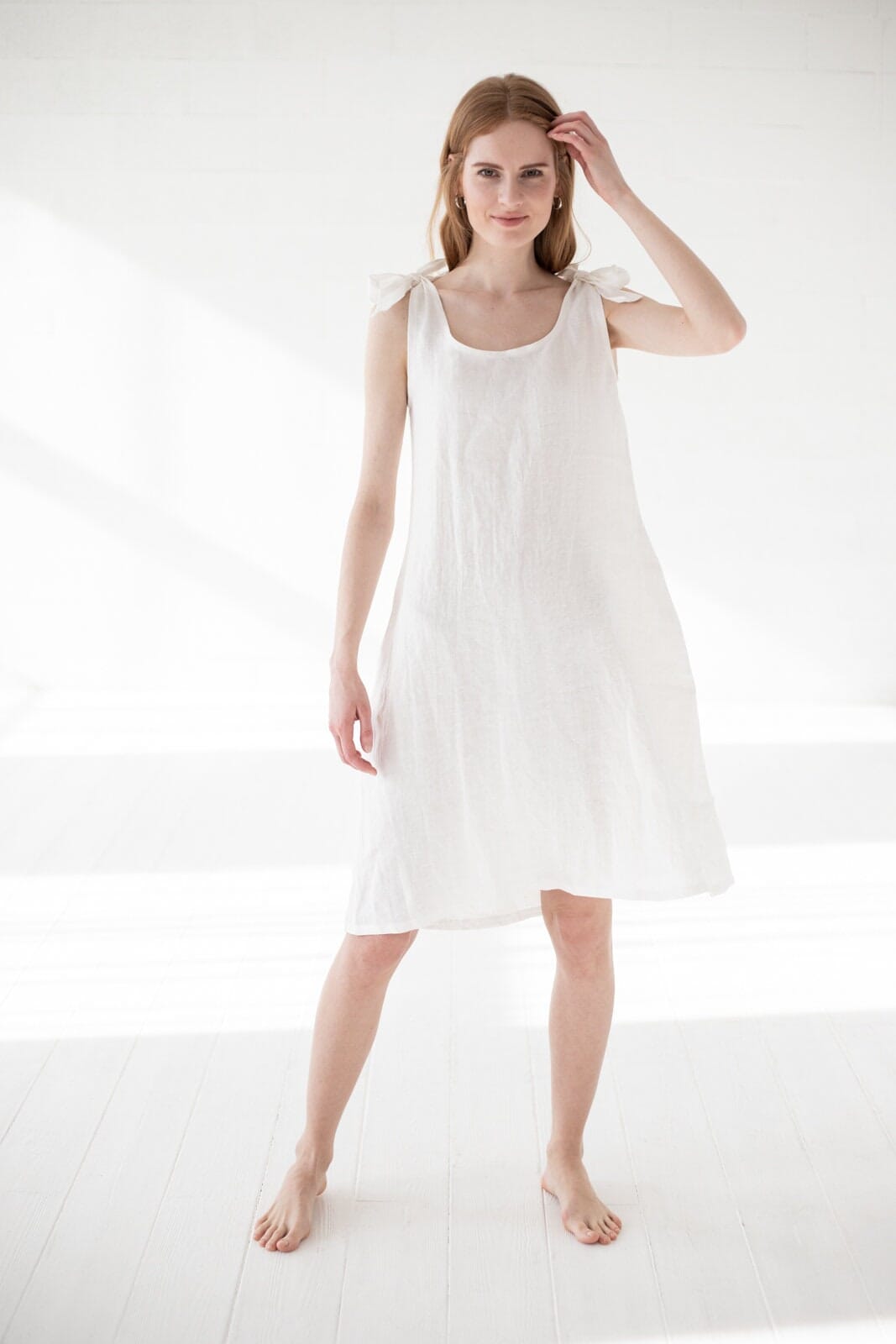 READY TO SHIP Summer Linen Dress, Slip Woman Dress, Midi Linen Dress Old Linen Mill 