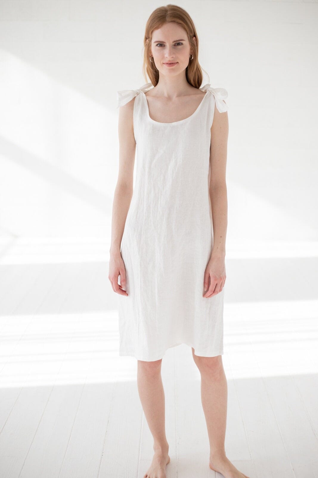 READY TO SHIP Summer Linen Dress, Slip Woman Dress, Midi Linen Dress Old Linen Mill Ivory XS/S 
