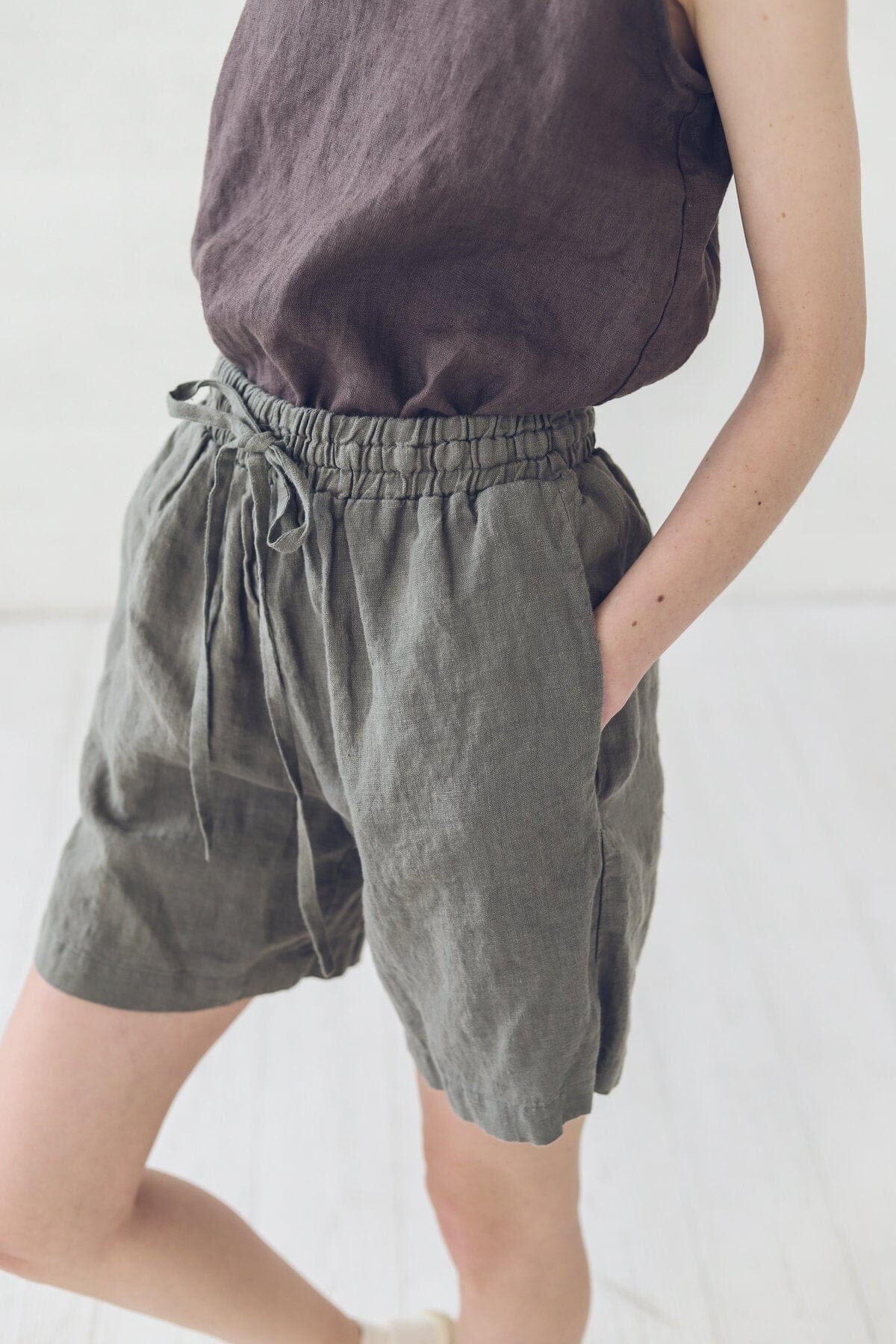 READY TO SHIP Summer Linen Shorts for Women Old Linen Mill