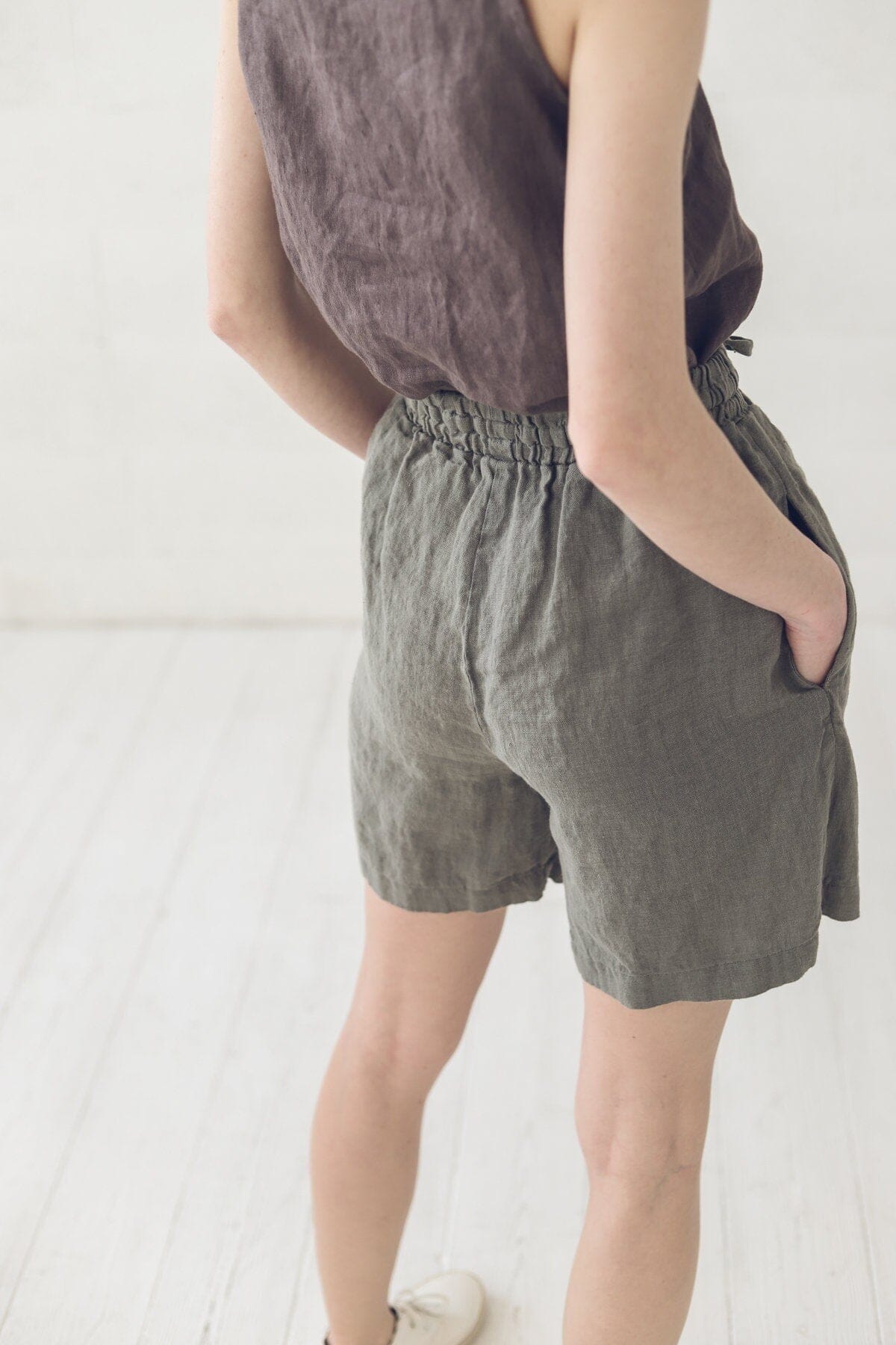 READY TO SHIP Summer Linen Shorts for Women Old Linen Mill