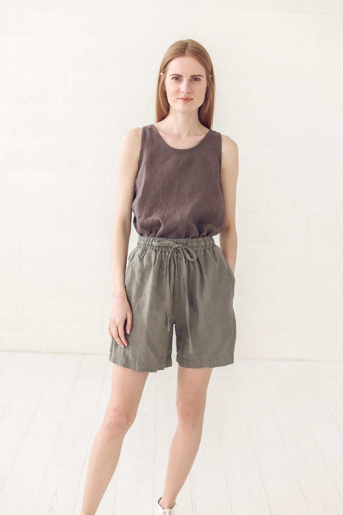 READY TO SHIP Summer Linen Shorts for Women Black / M/L Old Linen Mill