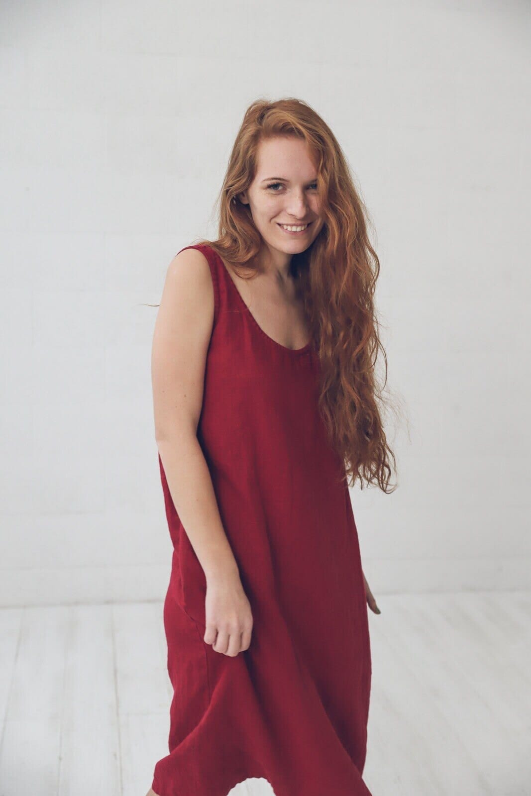 READY TO SHIP Summer Sleeveless Linen Dress Old Linen Mill