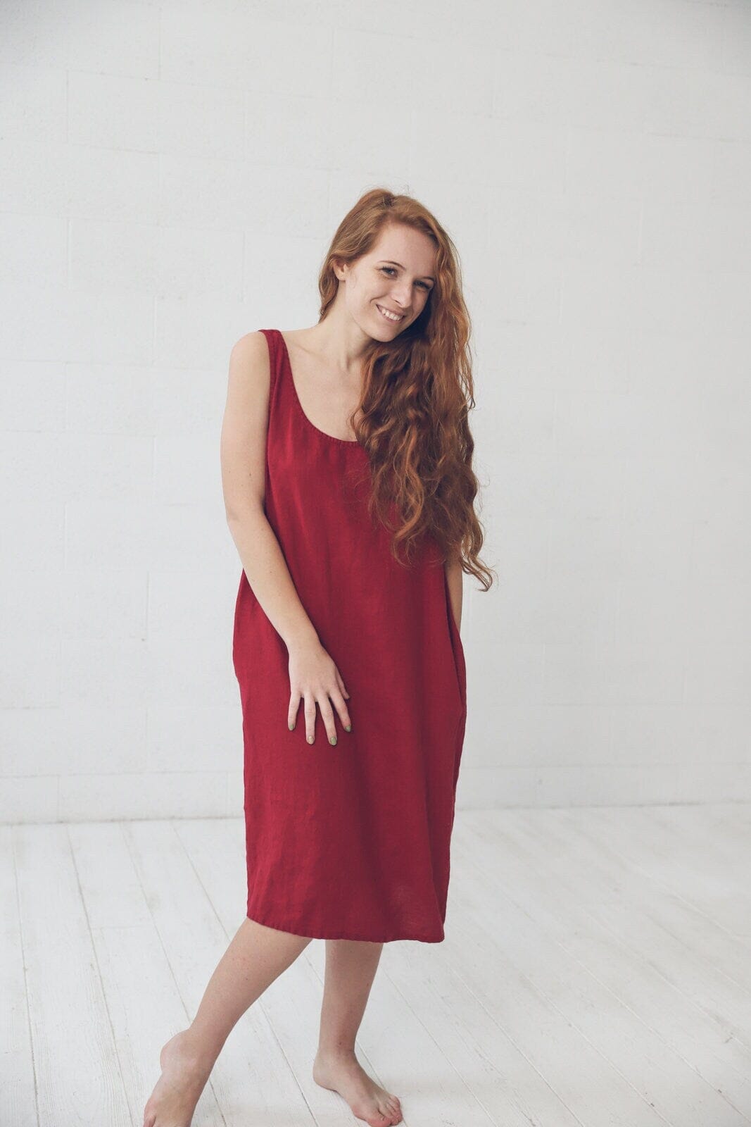 READY TO SHIP Summer Sleeveless Linen Dress Old Linen Mill